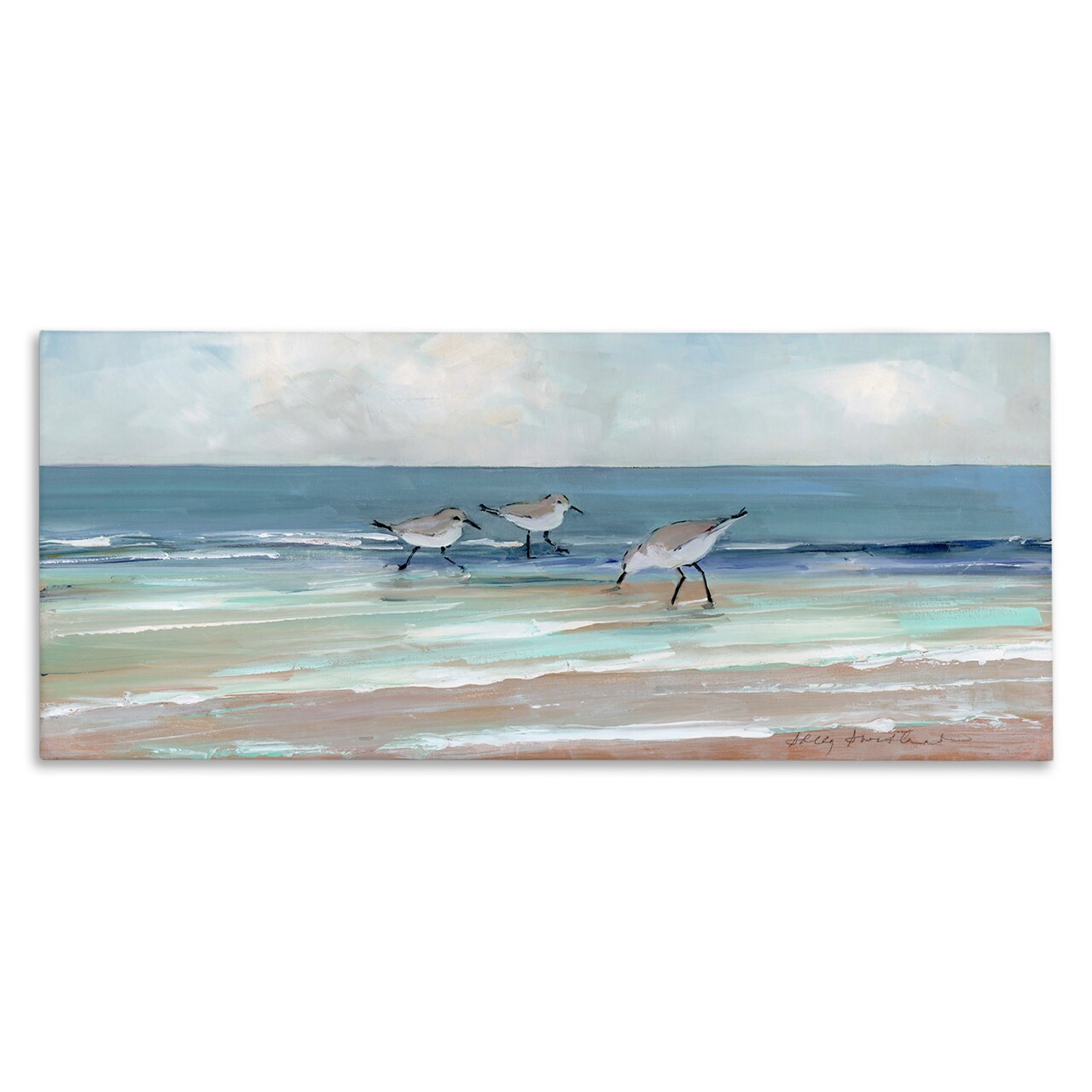 Stupell Industries Panoramic Sandpipers on Shoreline Canvas Wall Art